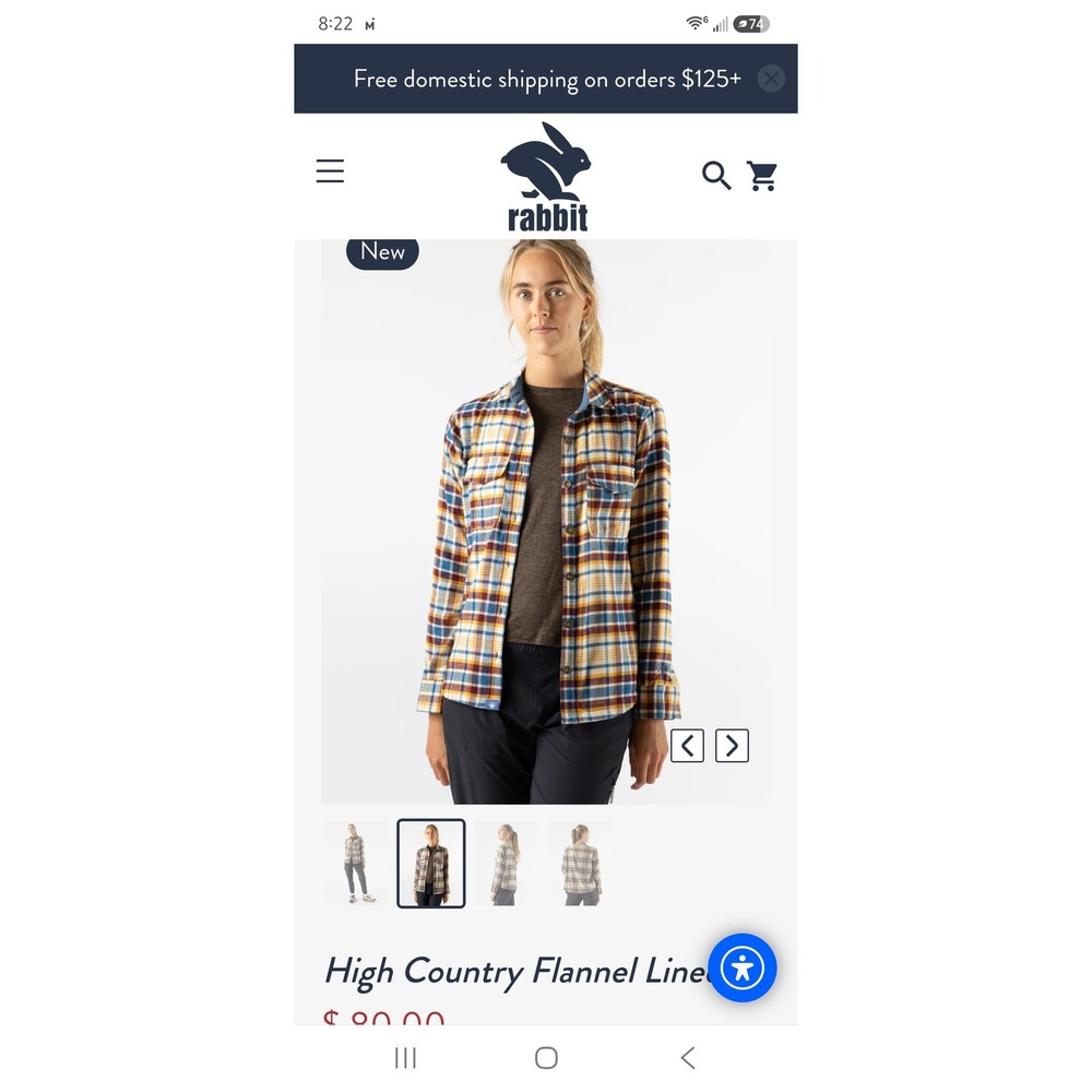 NWT Rabbit Women's High Country Flannel Lined Seedpearl Plaid Snap Shirt Size XS - Picture 8 of 8